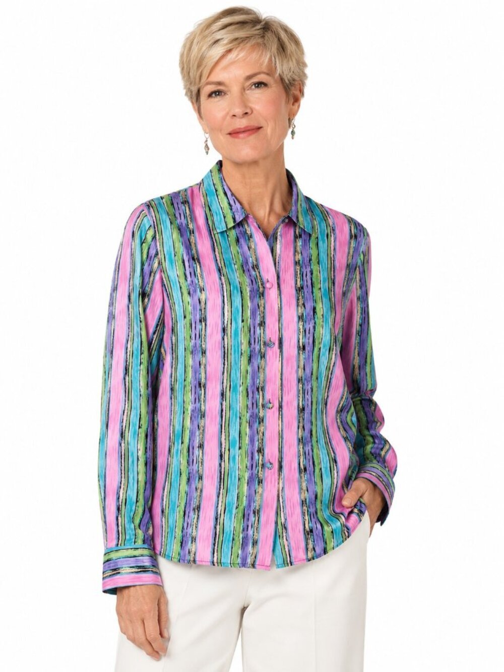 Vintage Allison Taylor Pastel Stripe Silk Blouse